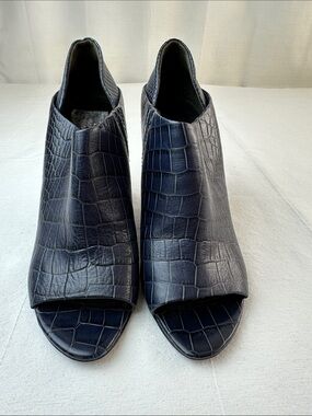 Alexander Wang Black Croc-Embossed Peep-Toe Heels